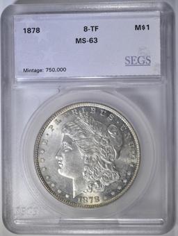 1878 8TF MORGAN DOLLAR SEGS CH BU