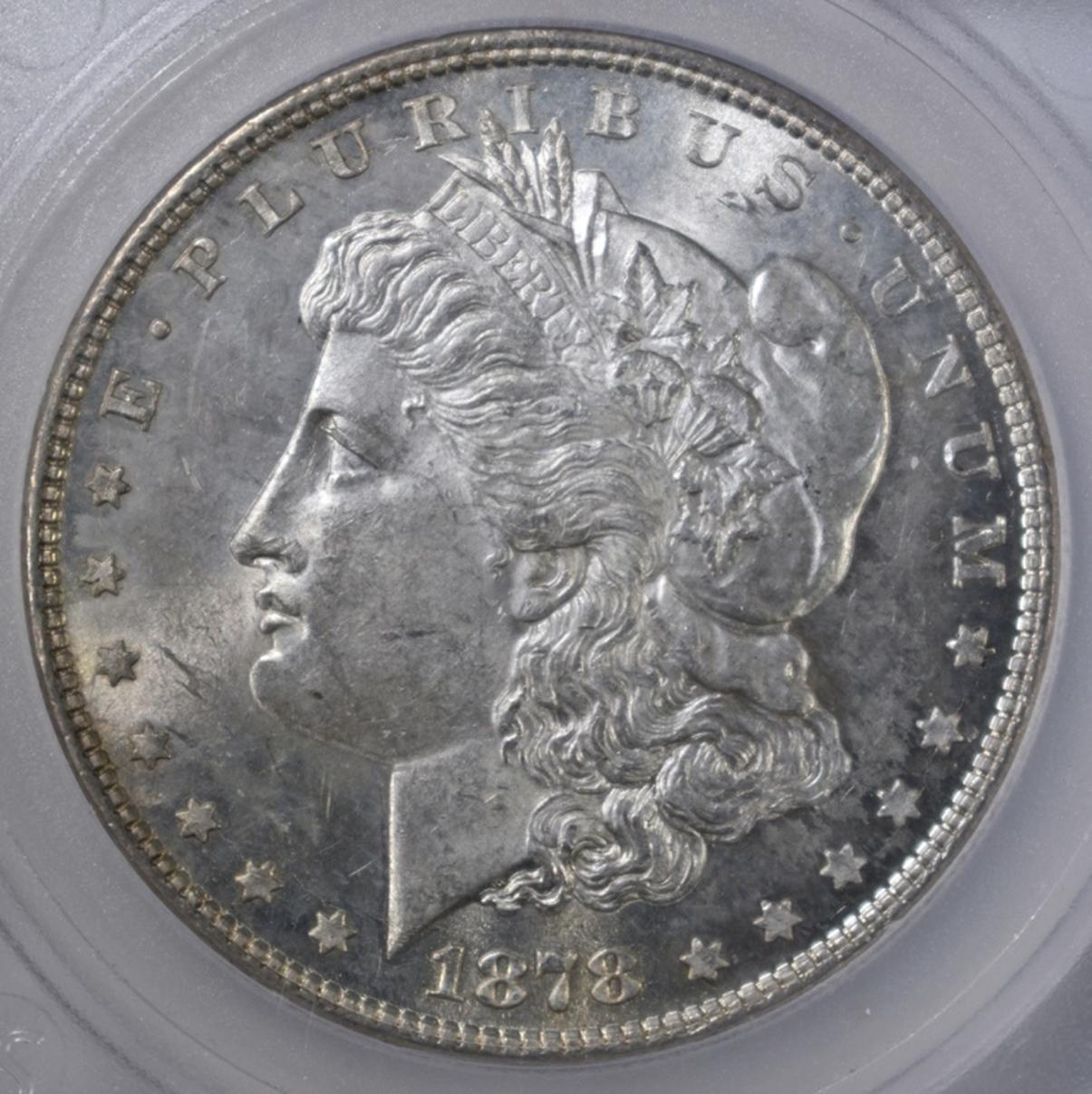 1878 8TF MORGAN DOLLAR SEGS CH BU