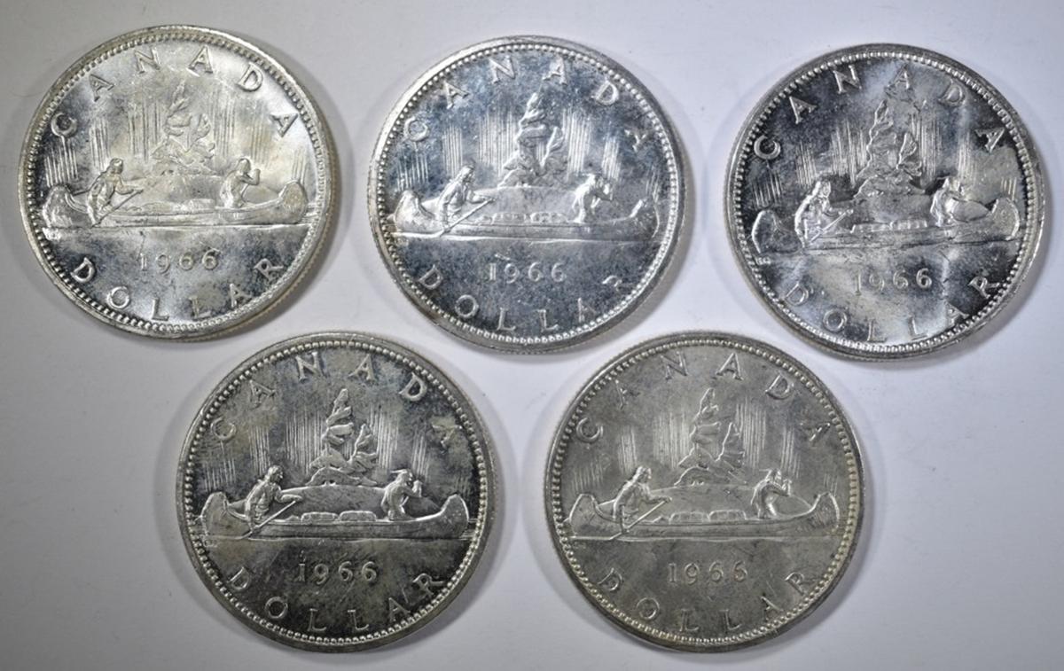 5-1966 CH BU CANADIAN SILVER DOLLARS