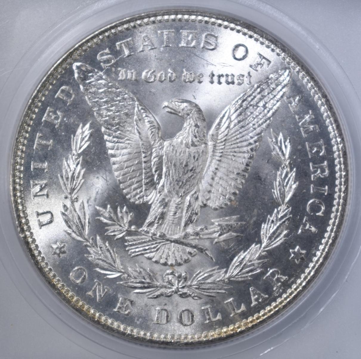 1885 MORGAN DOLLAR ICG MS-63 RAINBOW COLOR