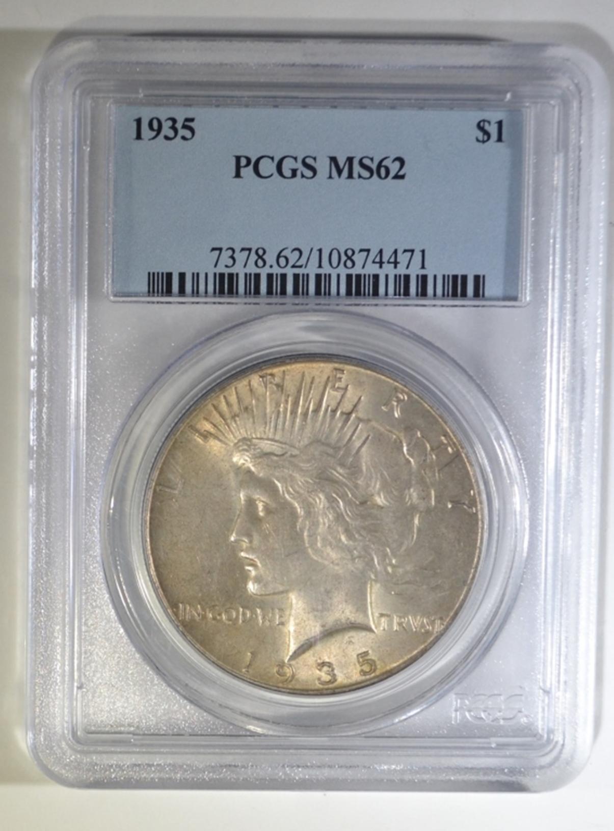 1935 PEACE DOLLAR PCGS MS-62