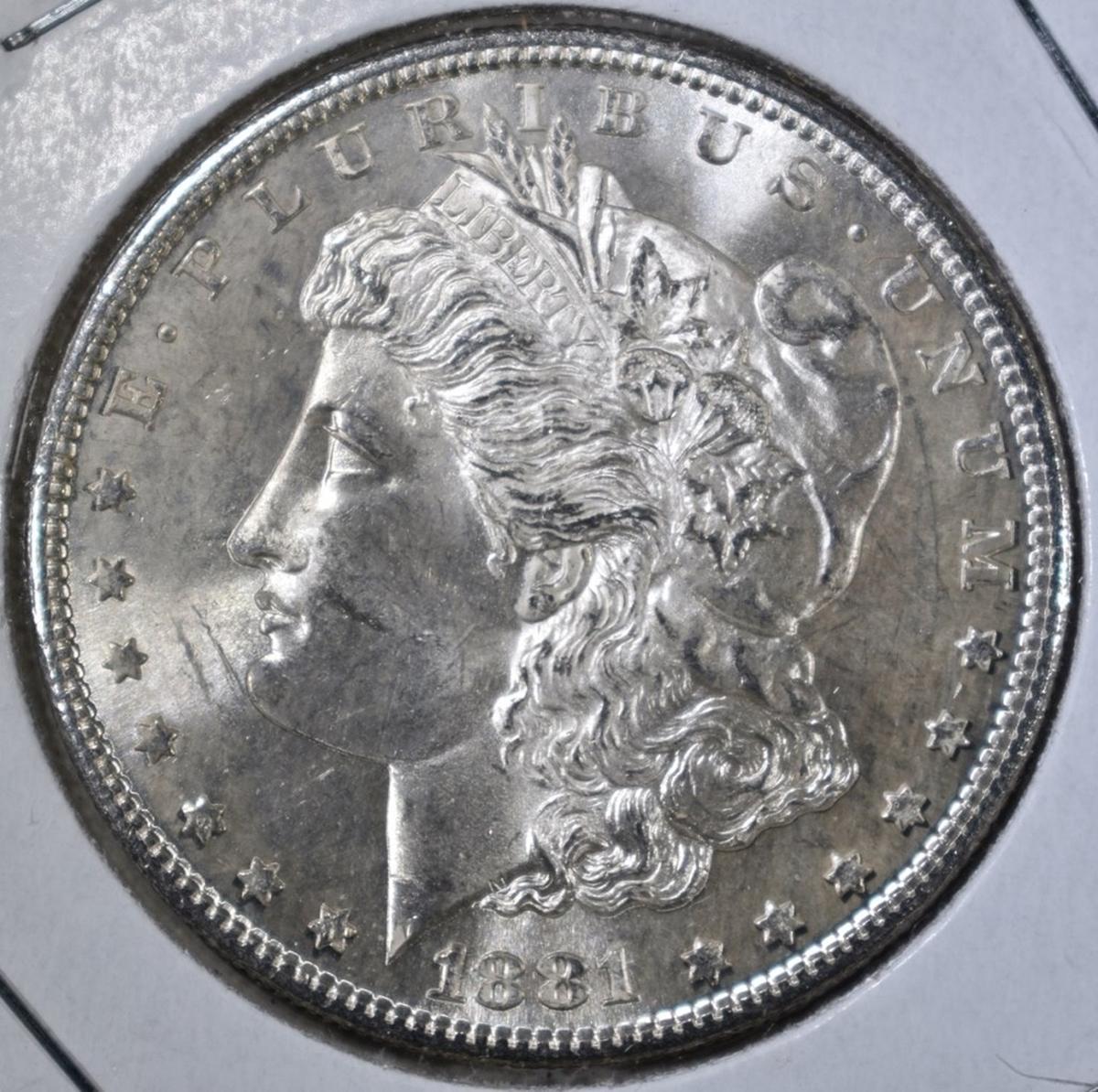 1881-S MORGAN DOLLAR  GEM BU PL