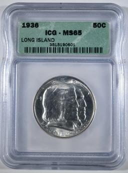 1936 LONG ISLAND COMMEM HALF DOLLAR ICG MS-65