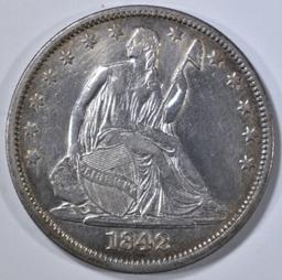 1842 SEATED LIBERTY HALF DOLLAR XF/AU