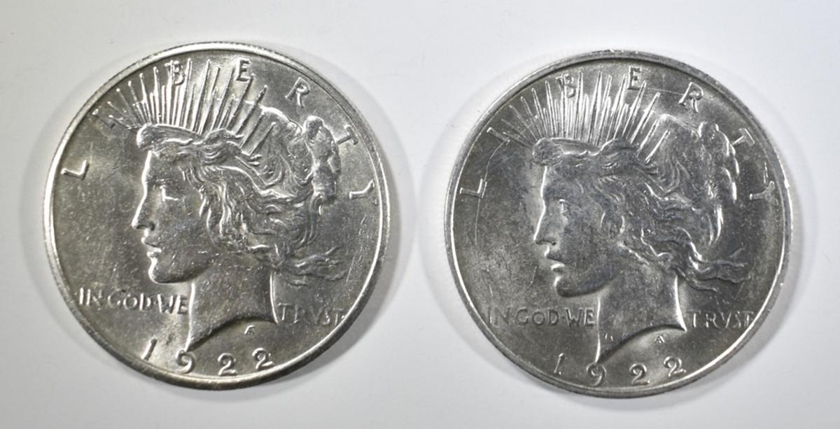 1922-D,S PEACE DOLLARS BU