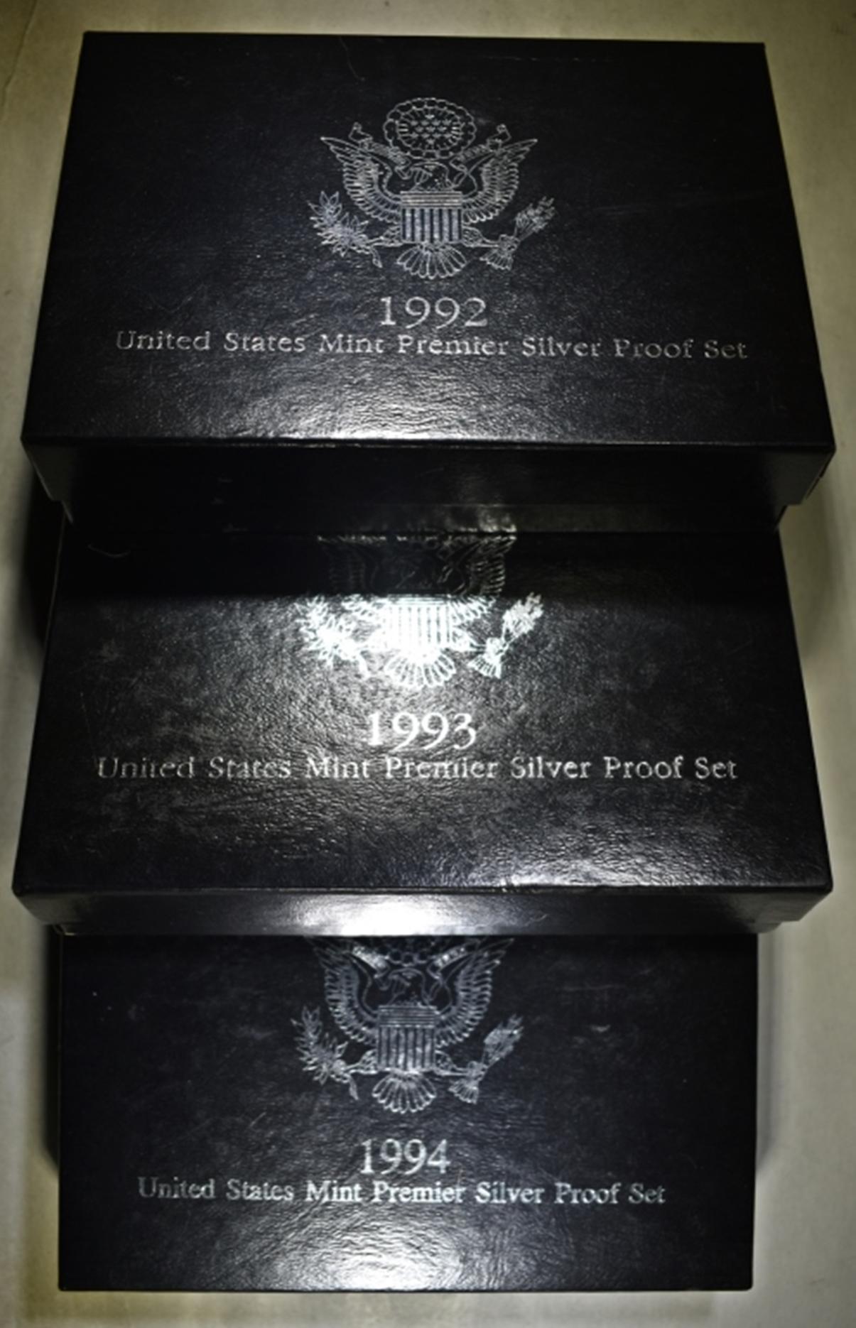 1992, 93 & 94 U.S PREMIER PROOF SILVER SETS