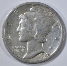 1916-D MERCURY DIME AU