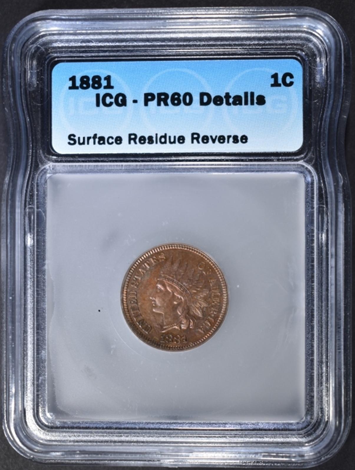 1881 INDIAN CENT  ICG PR PR-60 DETAILS