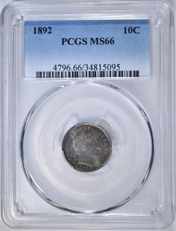 1892 BARBER DIME  PCGS MS-66