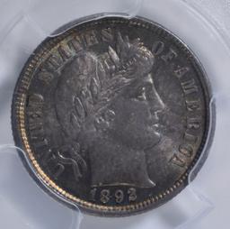 1892 BARBER DIME  PCGS MS-66