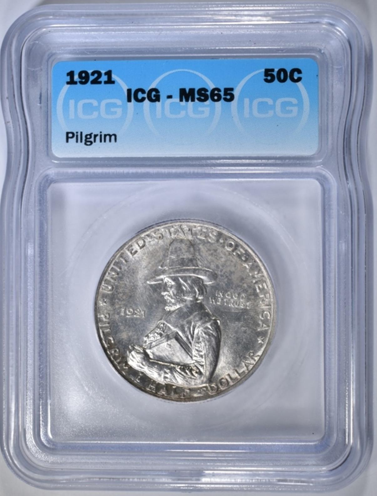 1921 PILGRIM COMMEM HALF DOLLAR  ICG MS-65