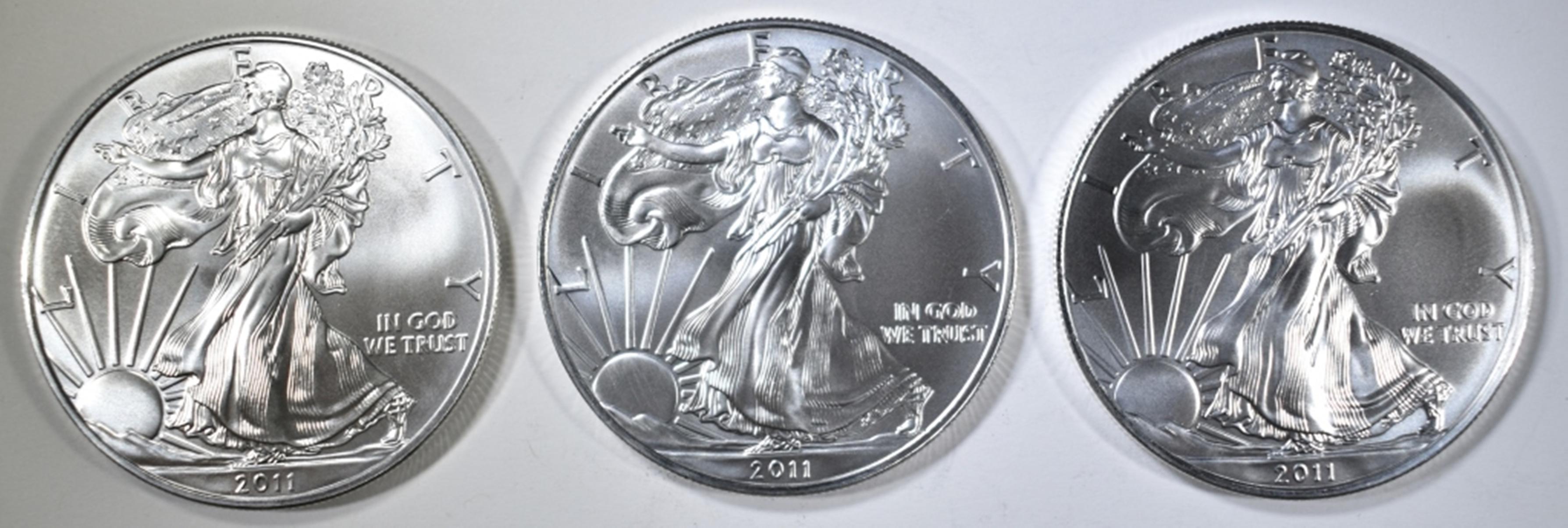 3-GEM BU 2011 AMERICAN SILVER EAGLES