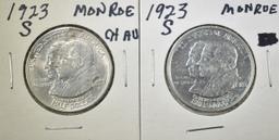 2-1923-S MONROE COMMEM HALF DOLLARS BU & CH AU