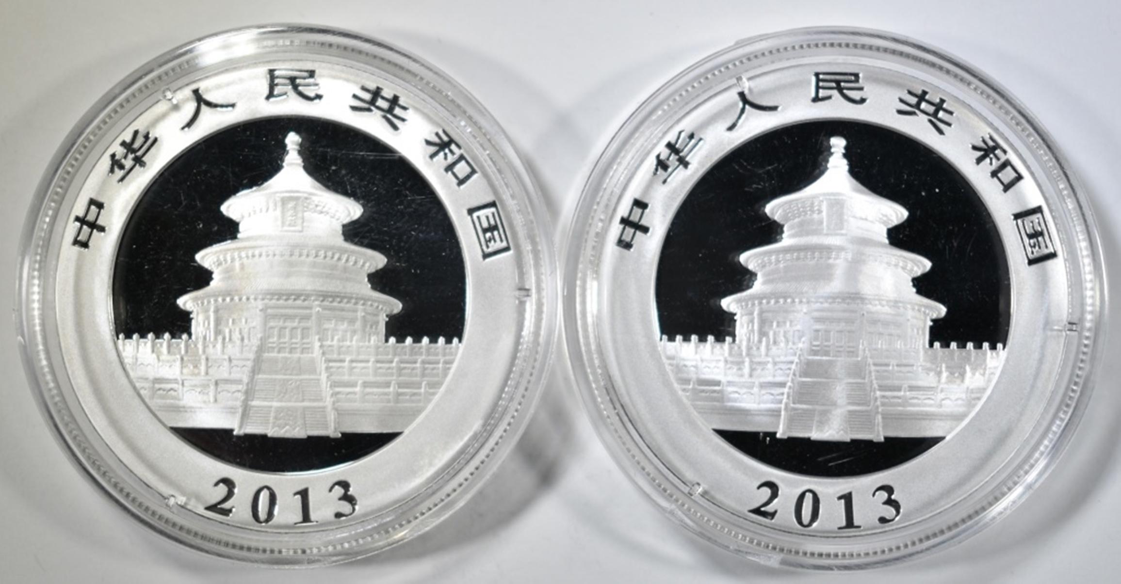 2-2013 1oz SILVER CHINESE PANDA COINS