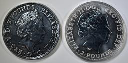 2004 & 17 1oz SILVER BRITISH BRITANNIA COINS