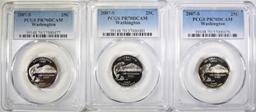 3- 2007-S WASHINGTON STATE QTRS, PCGS PR-70 DCAM