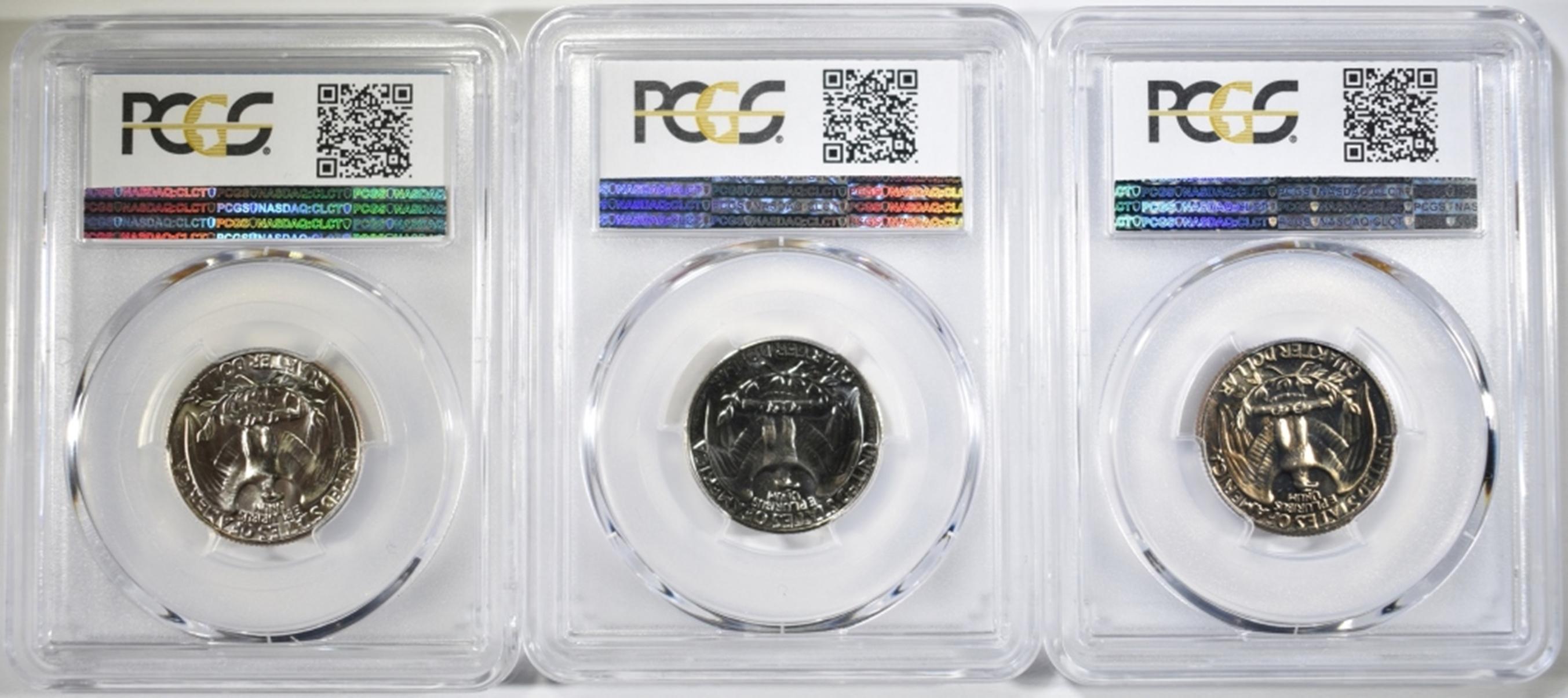 1965, 1966, & 1967 SMS QUARTERS, PCGS SP67