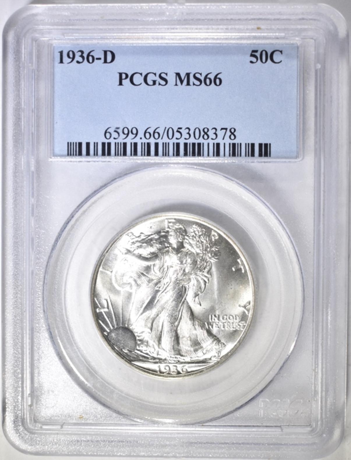 1936-D WALKING LIBERTY HALF DOLLAR PCGS MS-66