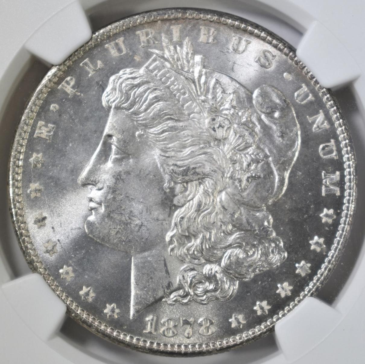 1878 7/8TF STRONG MORGAN DOLLAR, NGC MS-64