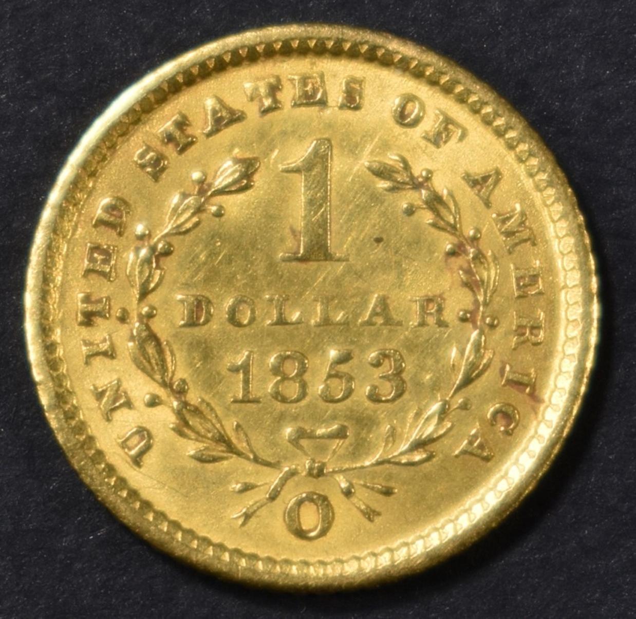 1853-O $1 GOLD LIBERTY  CH BU+  SHARP!