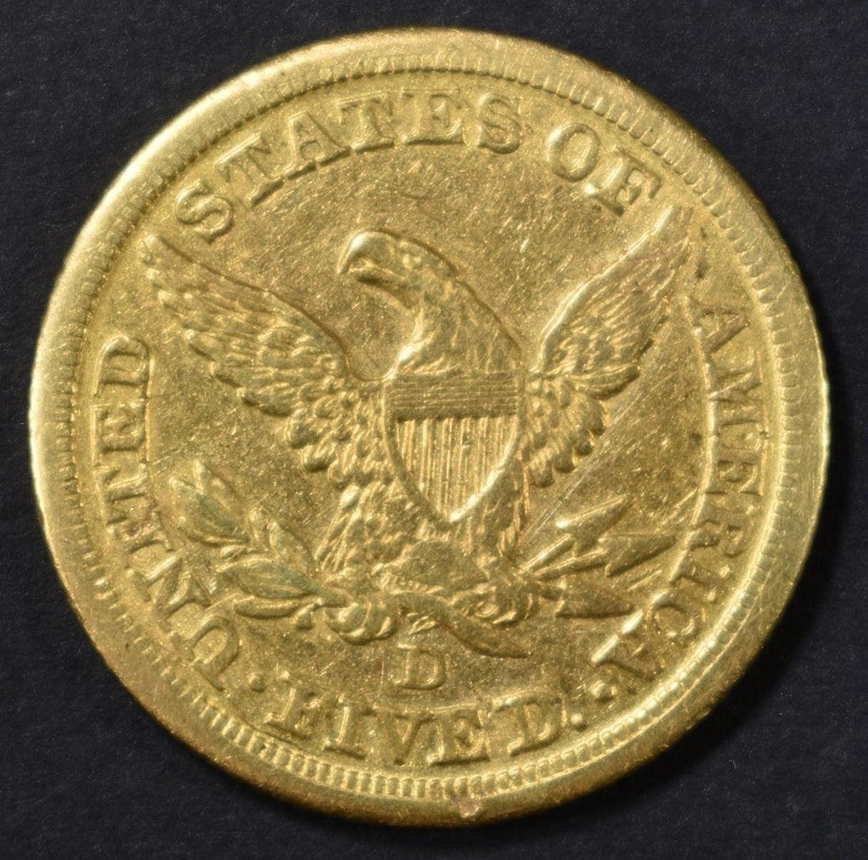 1856-D $5 GOLD LIBERTY  XF/AU
