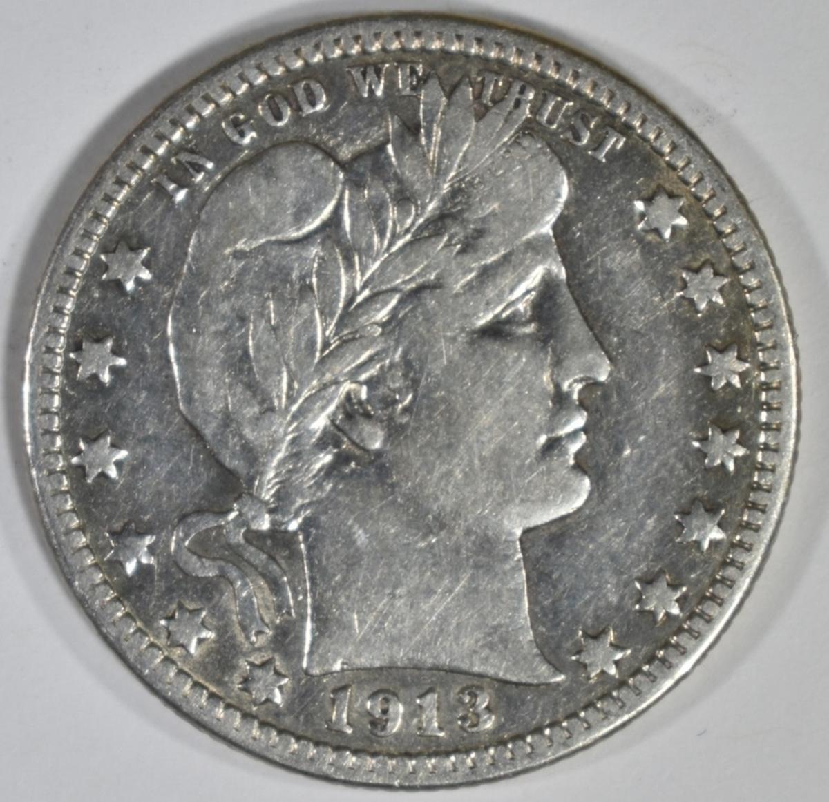 1913-D BARBER QUARTER  XF/AU