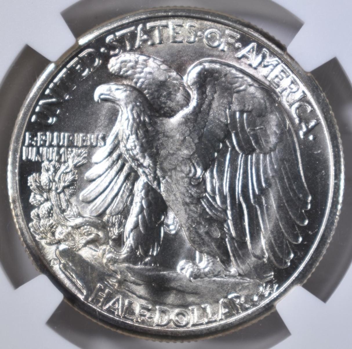 1944-D WALKING LIBERTY HALF DOLLAR, NGC MS-65