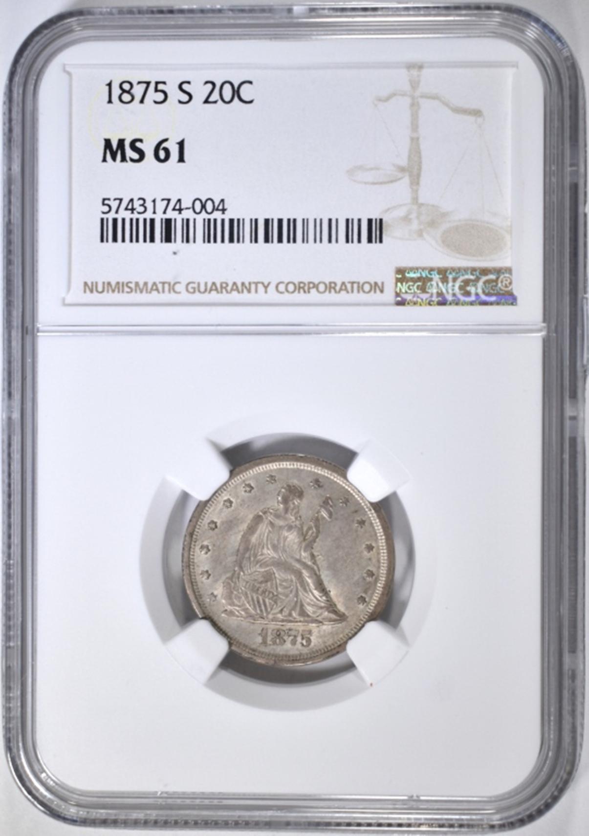 1875-S 20 CENT PIECE NGC MS-61