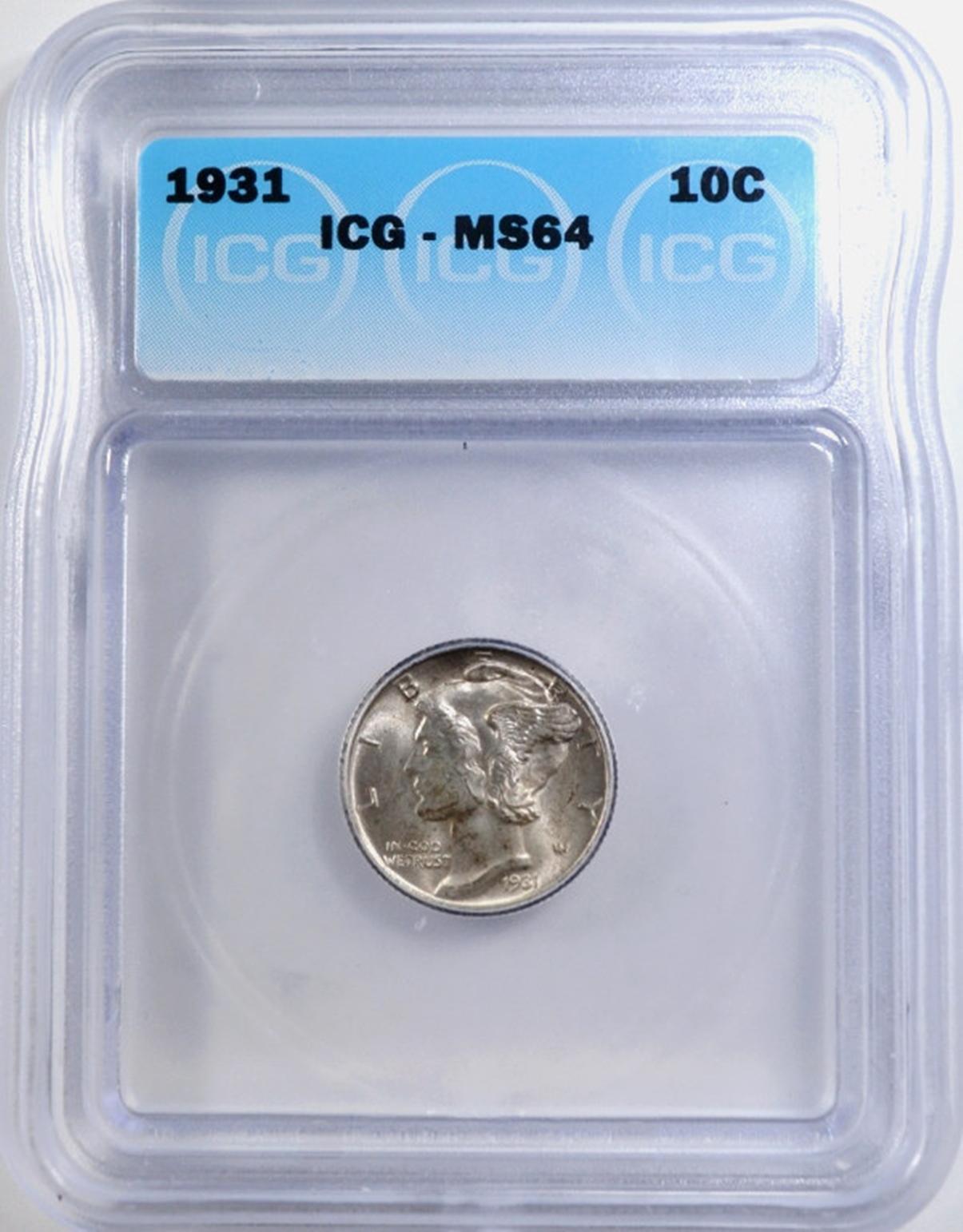 1931 MERCURY DIME ICG MS-64