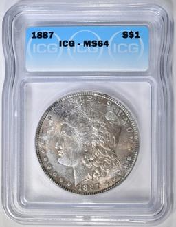 1887 MORGAN DOLLAR ICG MS-64