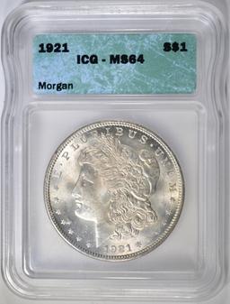 1921 MORGAN DOLLAR ICG MS64