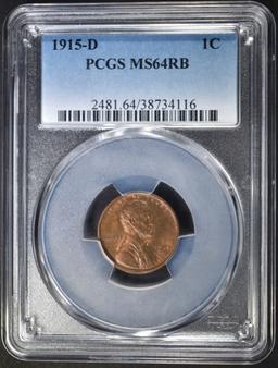 1915-D LINCOLN CENT PCGS MS-64 RB