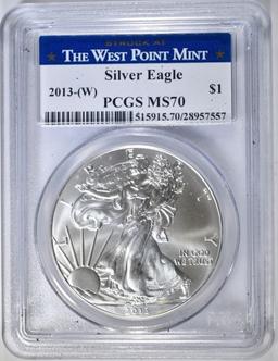 2013 (W) AMERICAN SILVER EAGLE PCGS MS-70