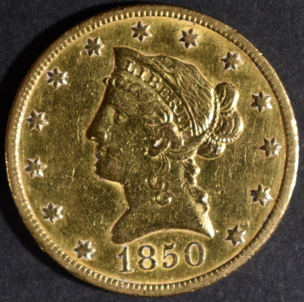 1850-O $10.00 GOLD LIBERTY  AU CLEANED