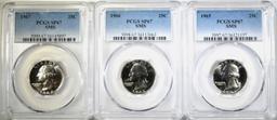 1965, 1966, & 1967 SMS QUARTERS, PCGS SP67