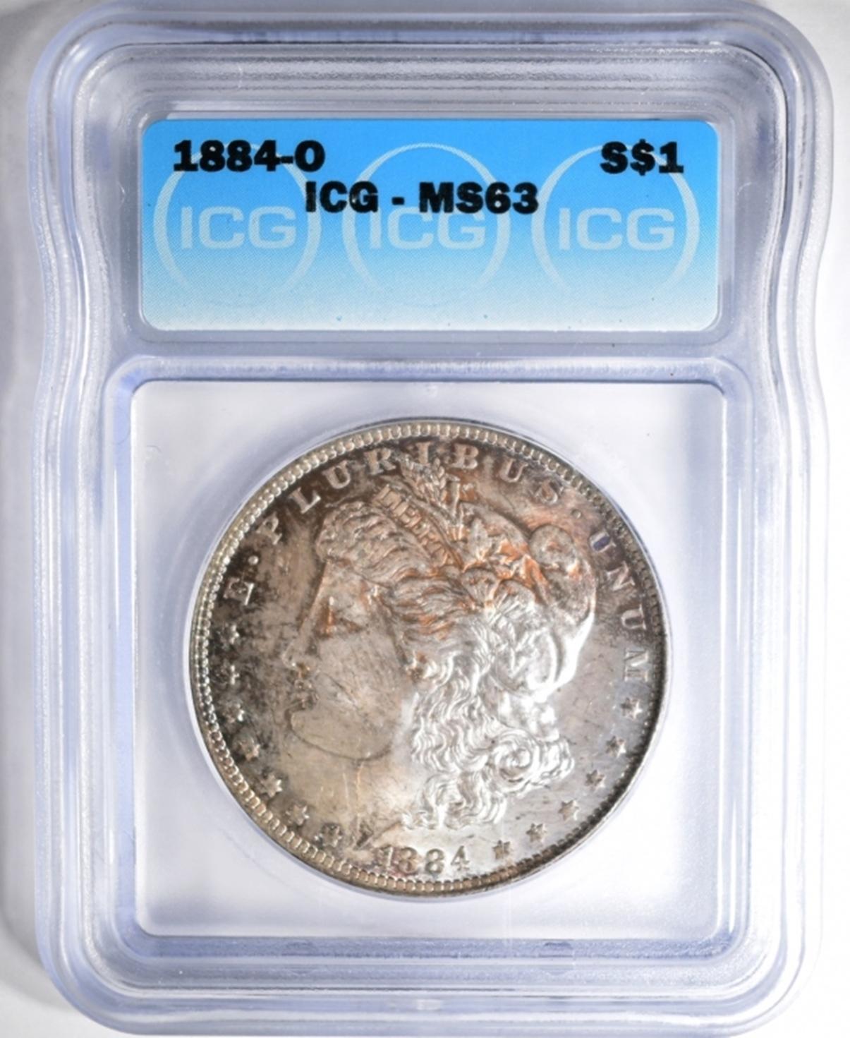 1884-O MORGAN DOLLAR, ICG MS-63