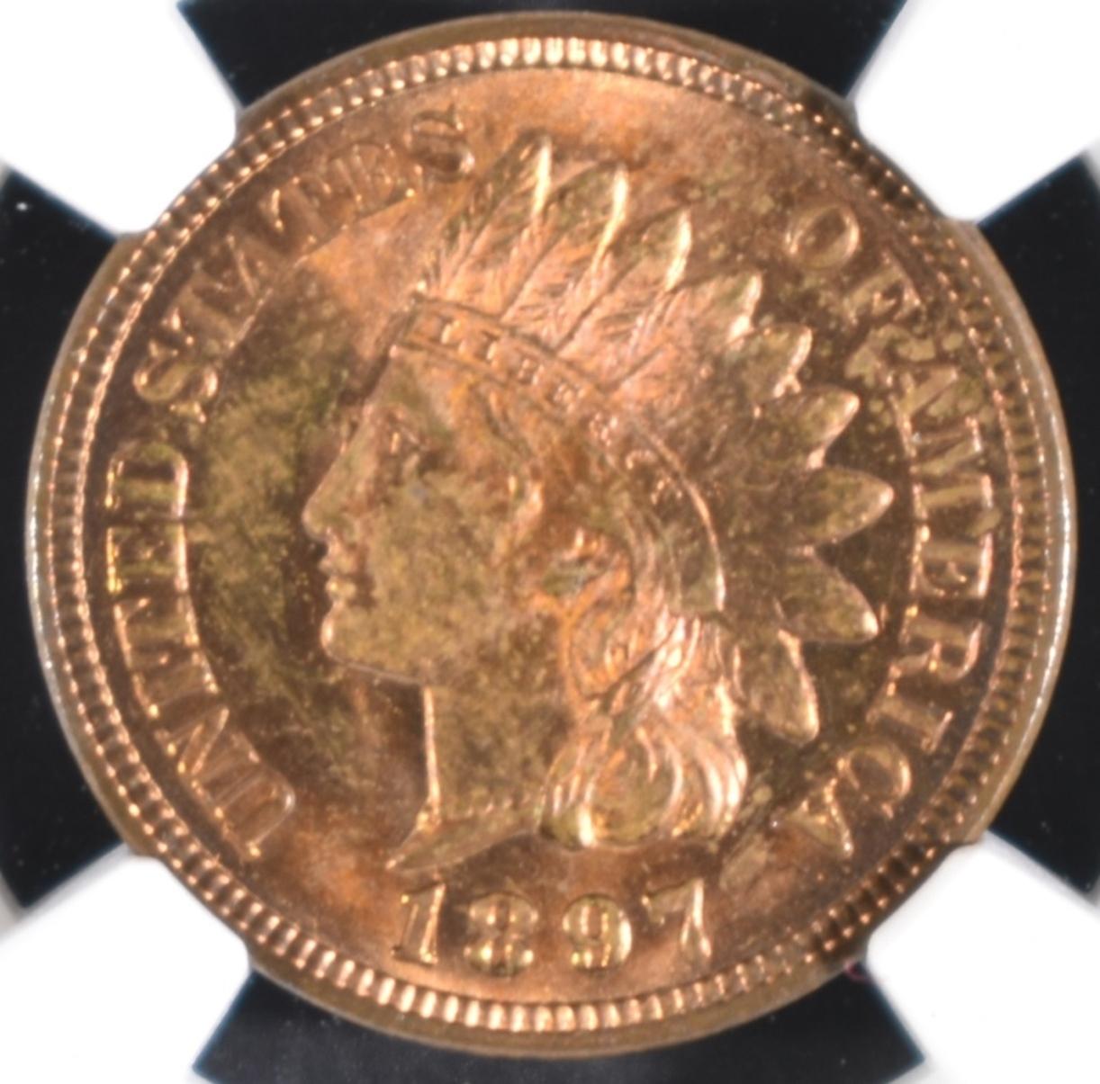 1897 INDIAN HEAD CENT, NGC MS-63 RB