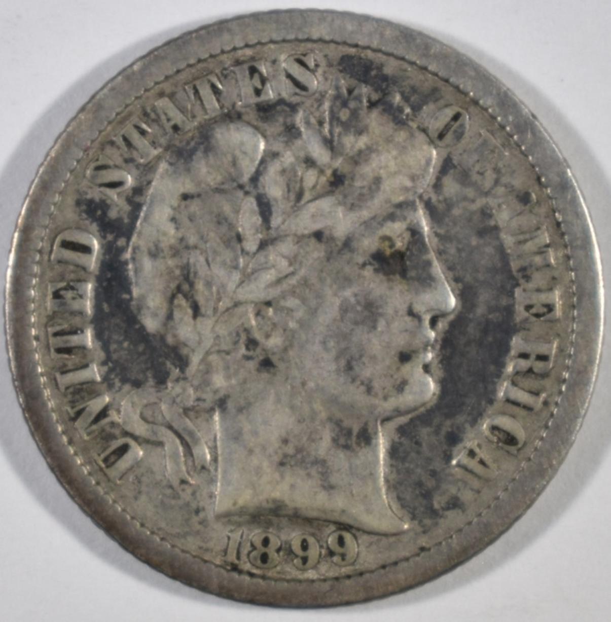 1899-O BARBER DIME, F/VF SCARCE