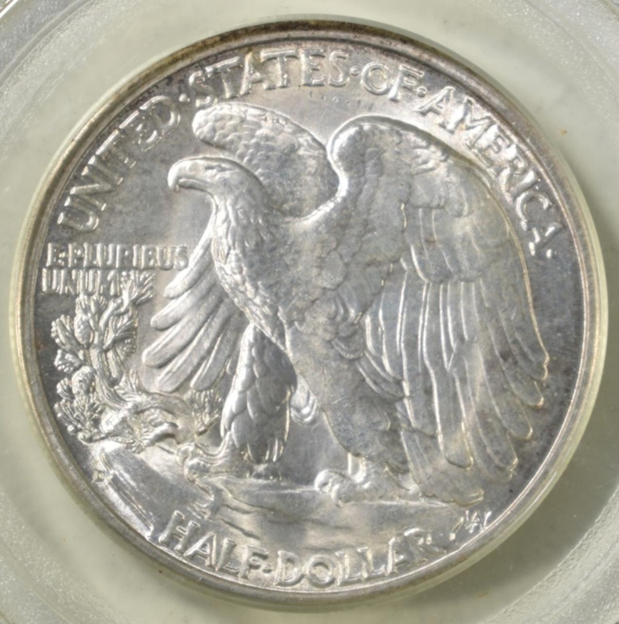 1947-D WALKING LIBERTY HALF DOLLAR, PCGS MS-65