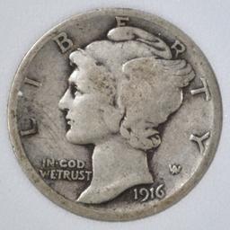 1916-D MERCURY DIME  RNG FINE