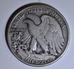 1938-D WALKING LIBERTY HALF DOLLAR, VF