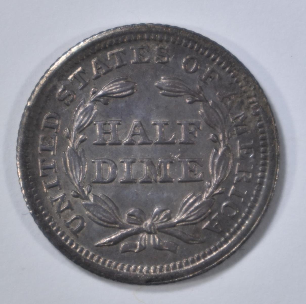 1844 SEATED LIBERTY HALF DIME AU/BU