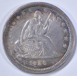 1838 SEATED LIBERTY QUARTER AU