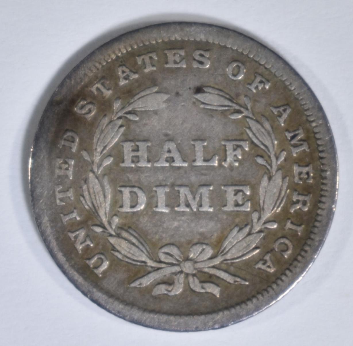 1837 NO STARS SEATED HALF DIME VF