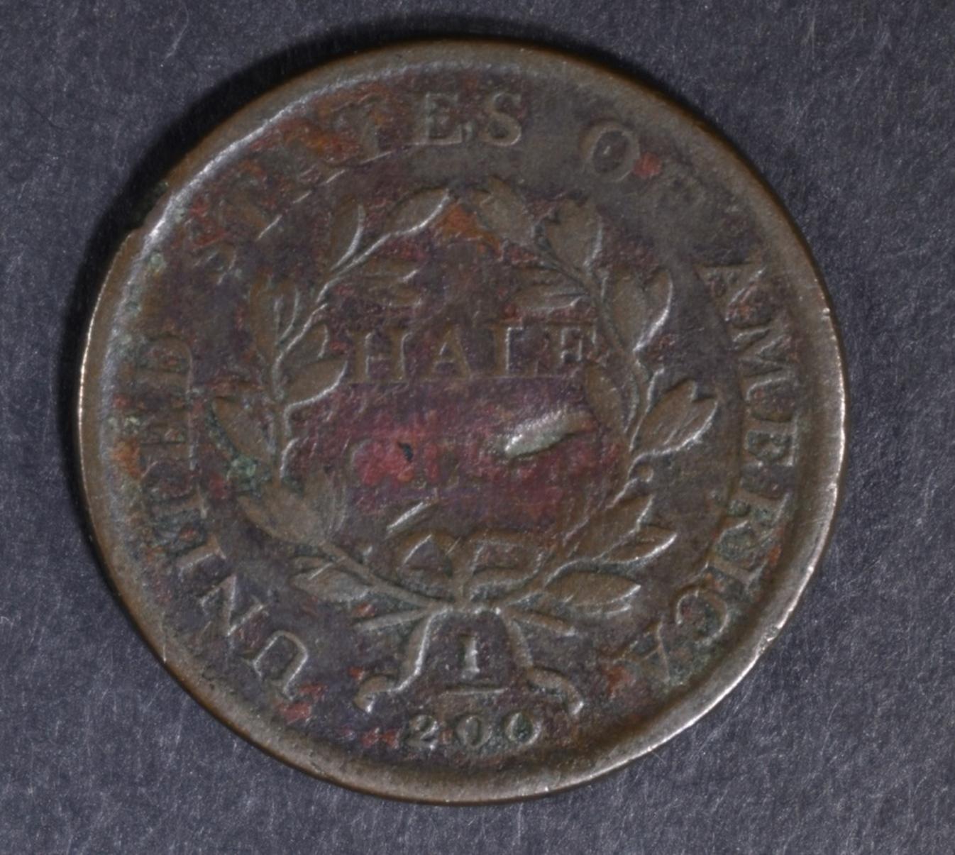 1808 HALF CENT VG