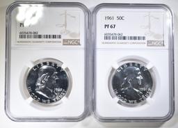 1961 & 62 FRANKLIN HALF DOLLARS NGC PF-67