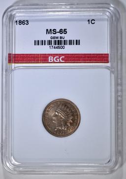 1863 INDIAN CENT BGC GEM BU