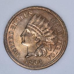 1863 INDIAN CENT BGC GEM BU