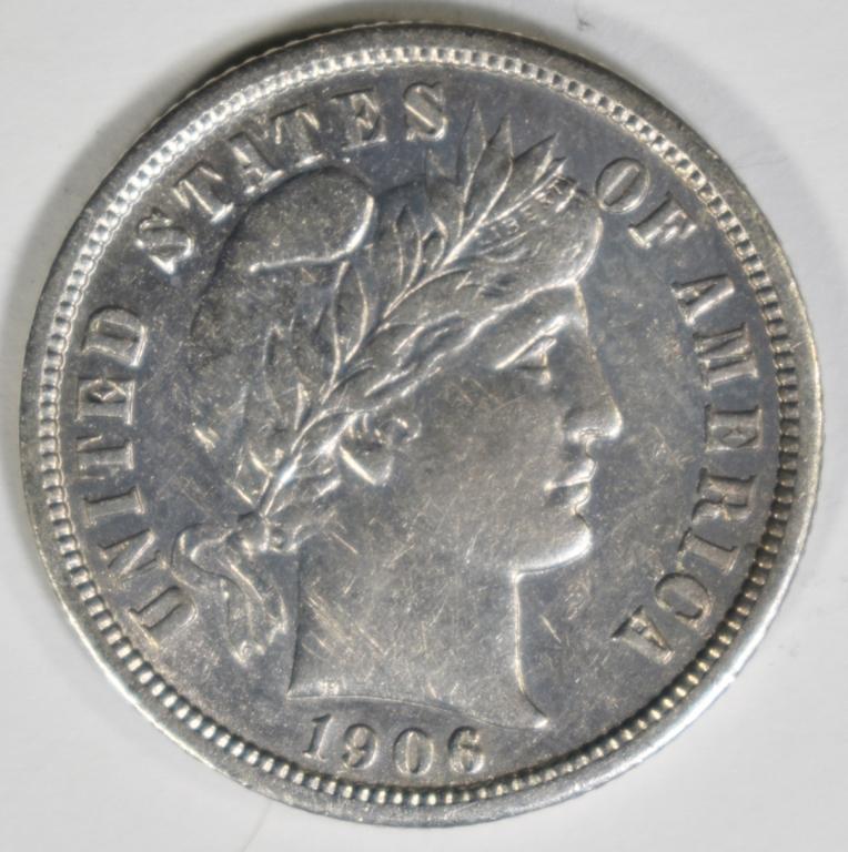 1906-S BARBER DIME AU