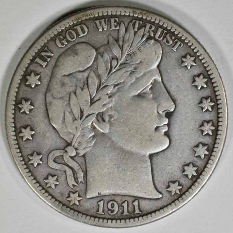 1911 BARBER HALF DOLLAR VF/XF